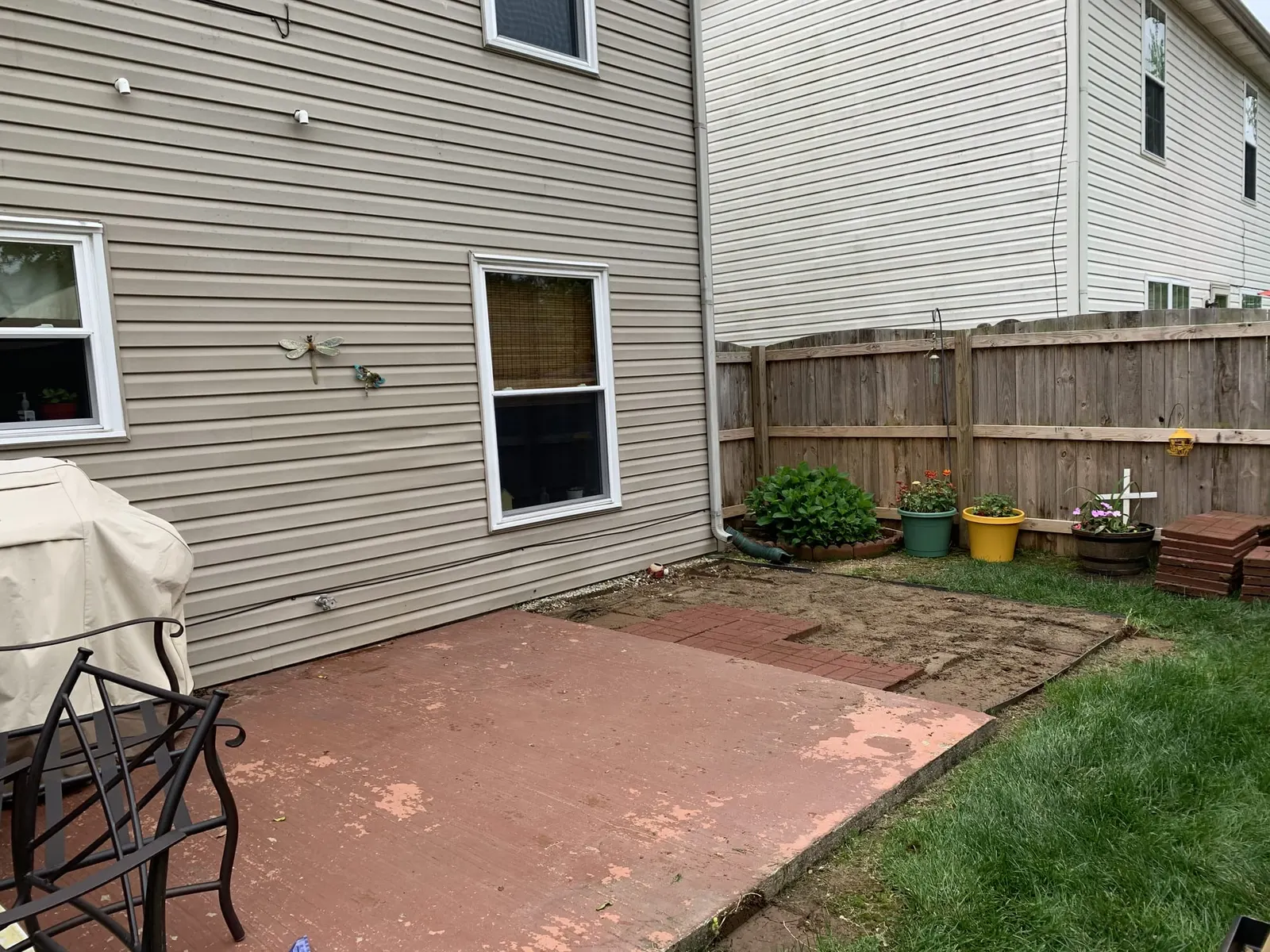 Before: yard before fence installation